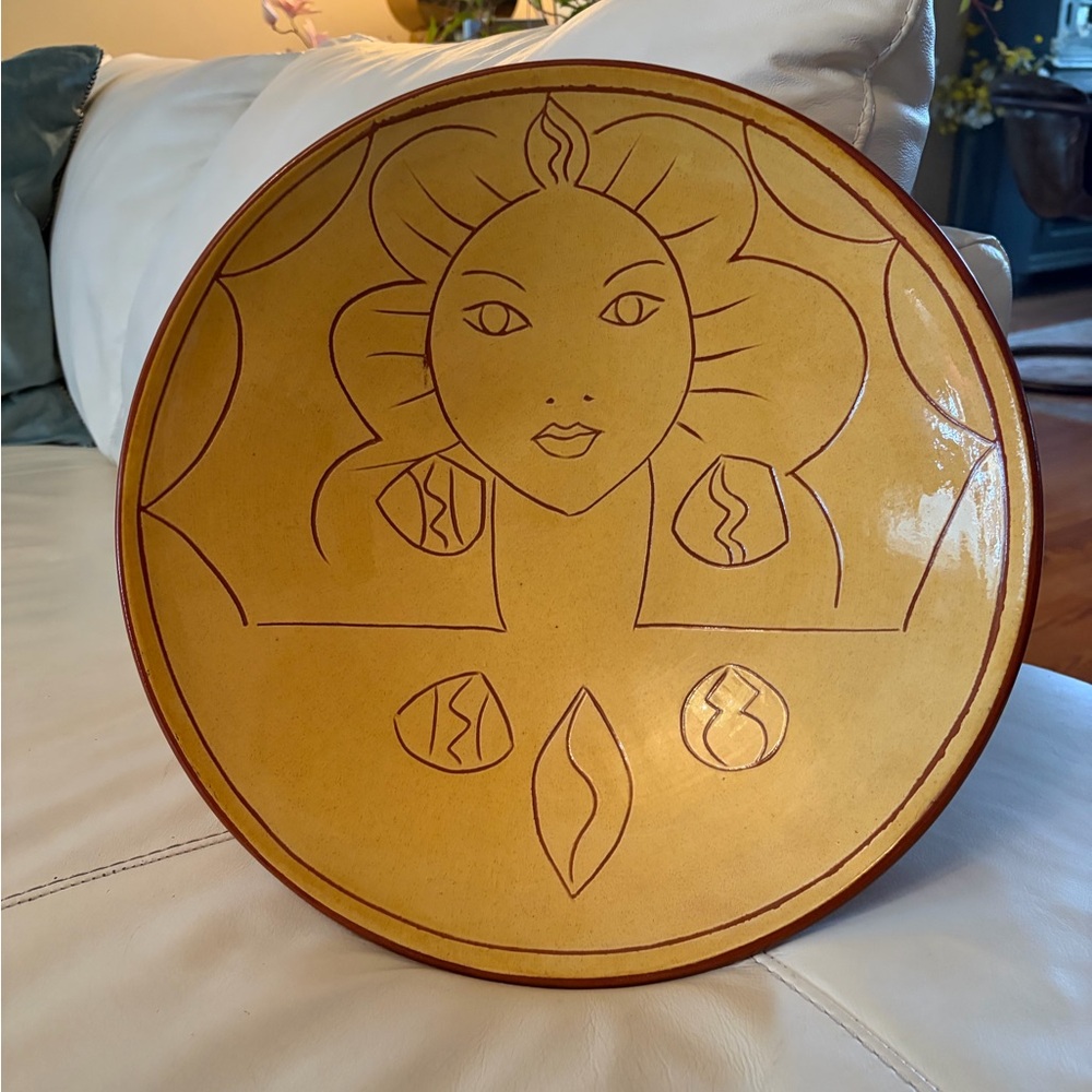 Rare Sud & co .Signed by artist Golden Sun Goddess Ceramic Art Plate